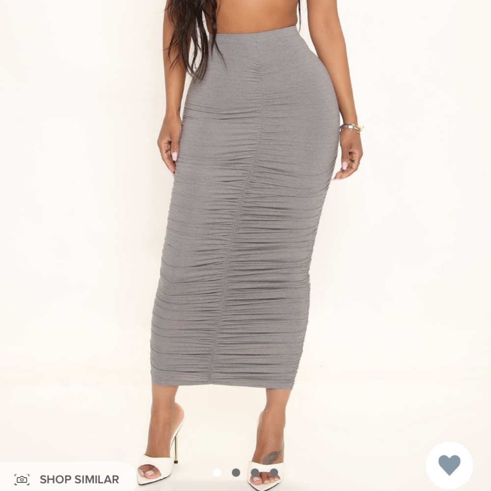 gray midi fitted skirt